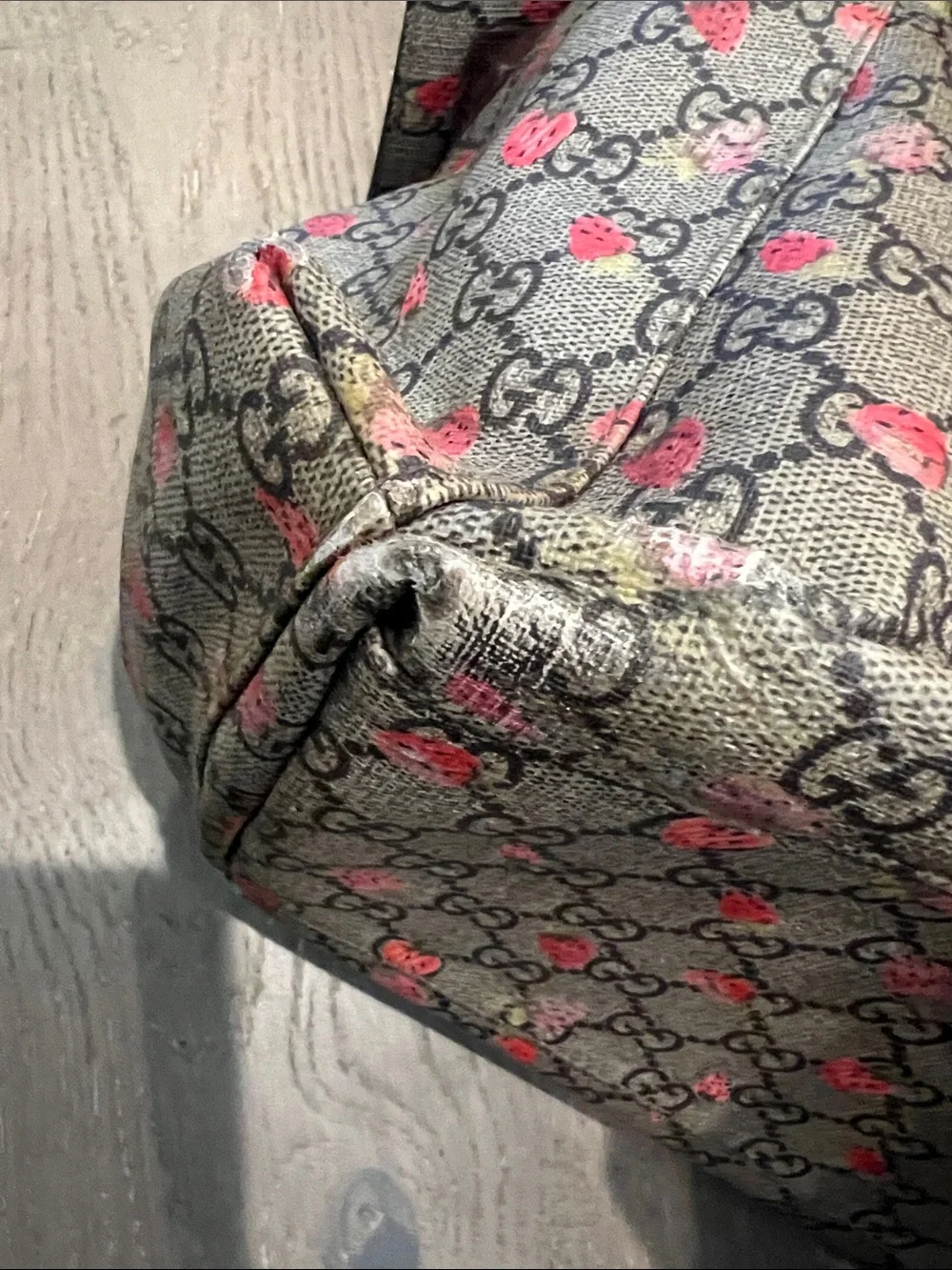 Gucci GG Supreme Diaper Bag with Strawberry Motif - Limited Edition